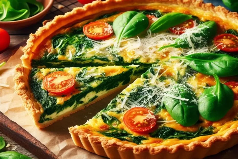 Quiche de espinafre e queijo, queijo, receita de quiche, massa, torta salgada, fácil, almoço, jantar, brunch, como fazer quiche, como fazer quiche de espinafre, torta fácil de fazer,quiche simples