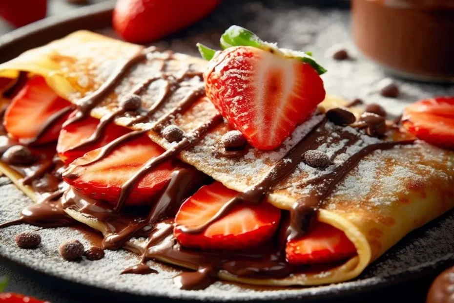 Crepe de Nutella, morango, receita de crepe, chocolate, doce, confeitaria, sobremesa, fácil, festa, como fazer crepe, como fazer crepe de nutella com morango