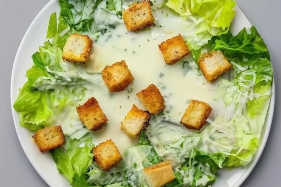 Salada Caesar, receita de salada, alface romana, molho Caesar, croutons, parmesão, salada fácil, entrada, almoço, como fazer salada caesar,