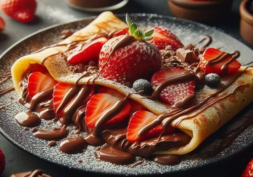 Crepe de Nutella, morango, receita de crepe, chocolate, doce, confeitaria, sobremesa, fácil, festa, crepe de nutella com morango, como fazer crepe,